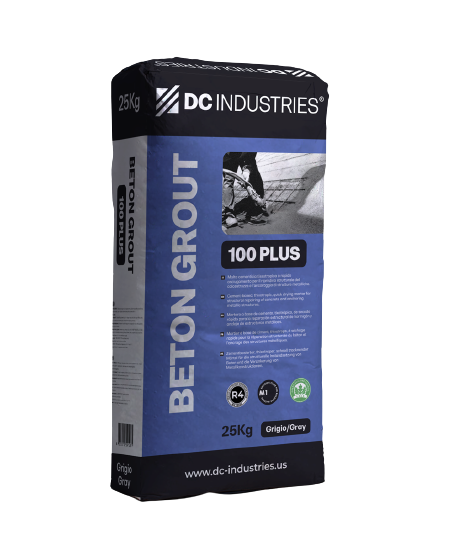 Beton Grout 100 Plus e una malta da iniezione premiscelata e fibrorinforzataa base di cemento ad alta resistenza.
